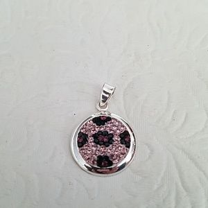 Lovely Sterling 925 Pink Flower Design Pendant